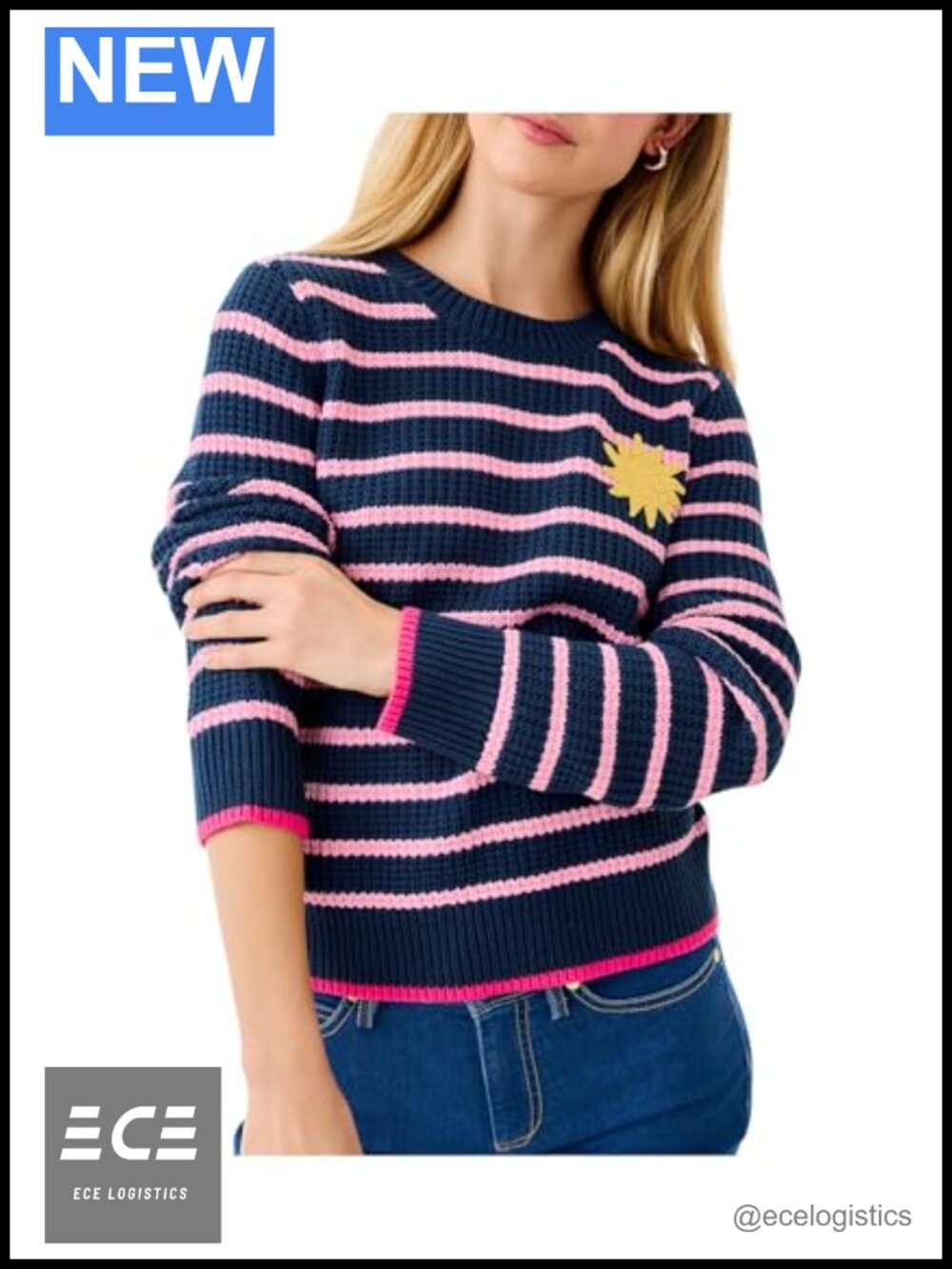 Lilly Pulitzer Jovienne Cotton Pullover Sweater with Crochet Motif, Crew Neck